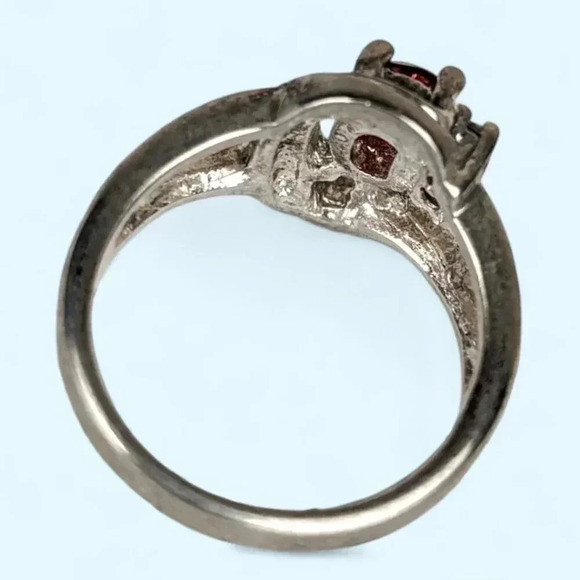 Vintage 925 Garnet & Rhinestone Ring - Picture 6 of 9